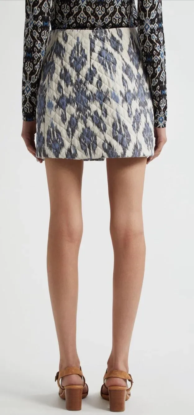 Ulla Johnson Zina Quilted Wrap Miniskirt in Color: Celeste NWT Size 12